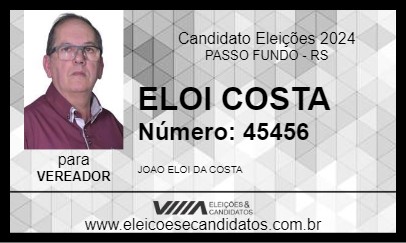 Candidato ELOI COSTA 2024 - PASSO FUNDO - Eleições