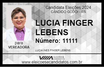 Candidato LUCIA FINGER LEBENS 2024 - CÂNDIDO GODÓI - Eleições