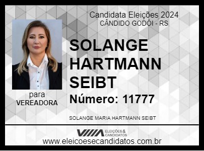 Candidato SOLANGE HARTMANN SEIBT 2024 - CÂNDIDO GODÓI - Eleições