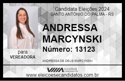 Candidato ANDRESSA MARCYNSKI 2024 - SANTO ANTÔNIO DO PALMA - Eleições