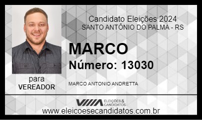 Candidato MARCO 2024 - SANTO ANTÔNIO DO PALMA - Eleições