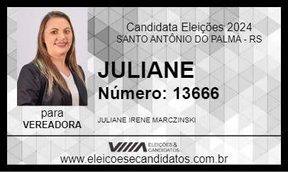 Candidato JULIANE 2024 - SANTO ANTÔNIO DO PALMA - Eleições