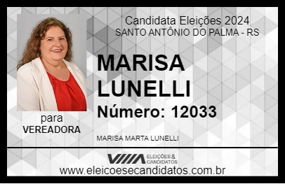 Candidato MARISA LUNELLI 2024 - SANTO ANTÔNIO DO PALMA - Eleições