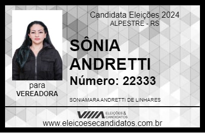 Candidato SÔNIA ANDRETTI 2024 - ALPESTRE - Eleições