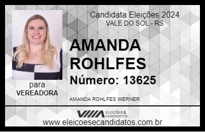 Candidato AMANDA ROHLFES 2024 - VALE DO SOL - Eleições