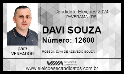 Candidato DAVI SOUZA 2024 - PAVERAMA - Eleições