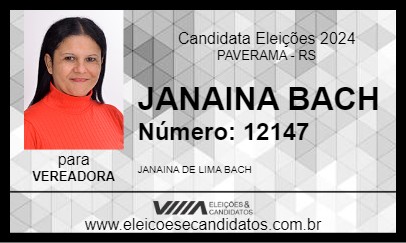 Candidato JANAINA BACH 2024 - PAVERAMA - Eleições