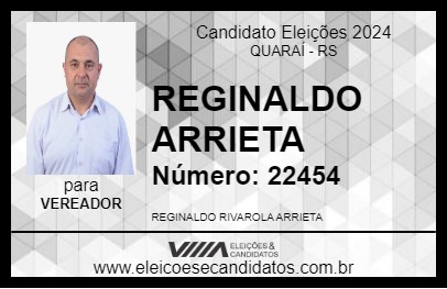 Candidato REGINALDO ARRIETA 2024 - QUARAÍ - Eleições