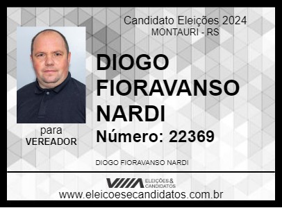 Candidato DIOGO FIORAVANSO NARDI 2024 - MONTAURI - Eleições