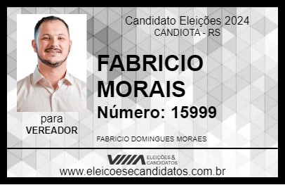 Candidato FABRICIO MORAES 2024 - CANDIOTA - Eleições