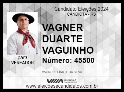 Candidato VAGNER DUARTE VAGUINHO 2024 - CANDIOTA - Eleições