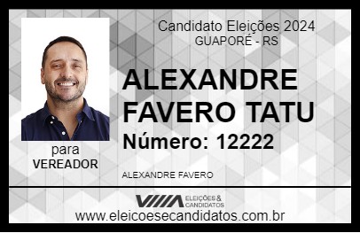 Candidato ALEXANDRE FAVERO TATU 2024 - GUAPORÉ - Eleições