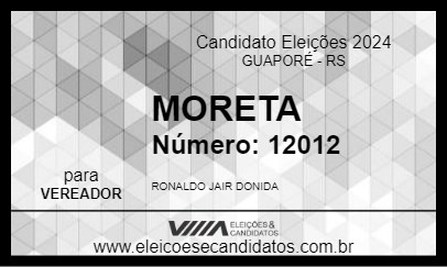 Candidato MORETA 2024 - GUAPORÉ - Eleições