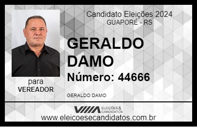 Candidato GERALDO DAMO 2024 - GUAPORÉ - Eleições