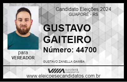 Candidato GUSTAVO GAITEIRO 2024 - GUAPORÉ - Eleições