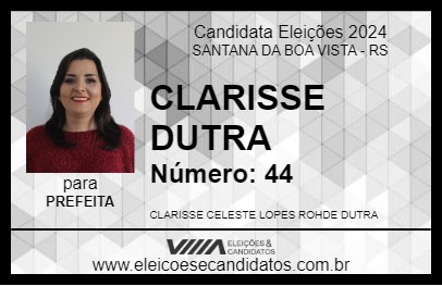 Candidato CLARISSE DUTRA 2024 - SANTANA DA BOA VISTA - Eleições