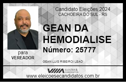 Candidato GEAN DA HEMODIALISE 2024 - CACHOEIRA DO SUL - Eleições