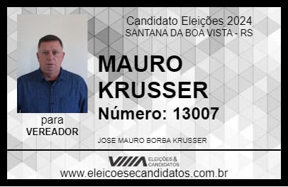 Candidato MAURO KRUSSER 2024 - SANTANA DA BOA VISTA - Eleições