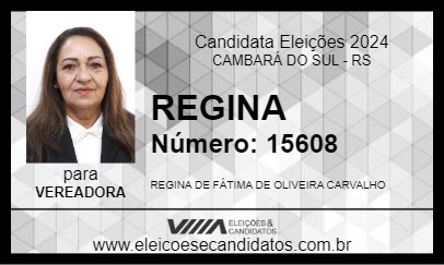 Candidato REGINA 2024 - CAMBARÁ DO SUL - Eleições