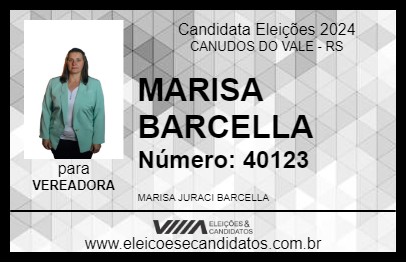 Candidato MARISA BARCELLA 2024 - CANUDOS DO VALE - Eleições