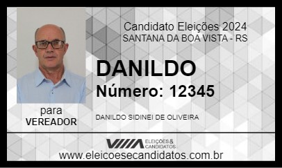 Candidato DANILDO  2024 - SANTANA DA BOA VISTA - Eleições