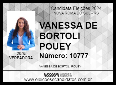 Candidato VANESSA DE BORTOLI POUEY 2024 - NOVA ROMA DO SUL - Eleições