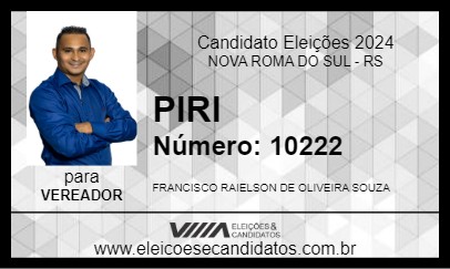 Candidato PIRI 2024 - NOVA ROMA DO SUL - Eleições