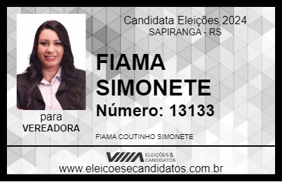 Candidato FIAMA SIMONETE 2024 - SAPIRANGA - Eleições