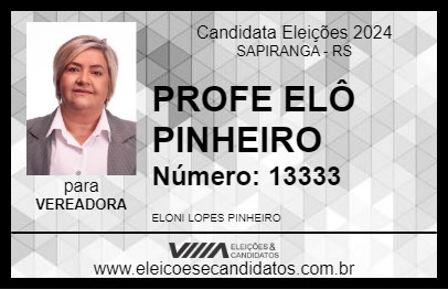 Candidato PROFE ELÔ PINHEIRO 2024 - SAPIRANGA - Eleições