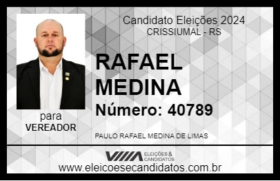 Candidato RAFAEL MEDINA 2024 - CRISSIUMAL - Eleições