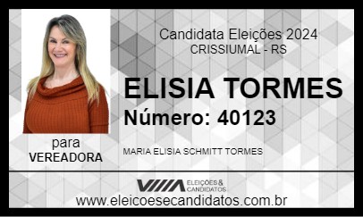 Candidato ELISIA TORMES 2024 - CRISSIUMAL - Eleições