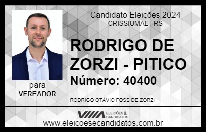 Candidato RODRIGO DE ZORZI - PITICO 2024 - CRISSIUMAL - Eleições