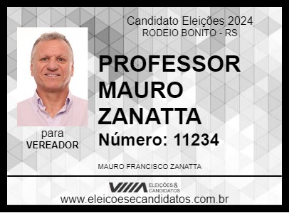 Candidato PROFESSOR MAURO ZANATTA 2024 - RODEIO BONITO - Eleições