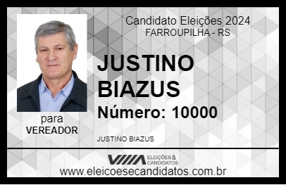 Candidato JUSTINO BIAZUS 2024 - FARROUPILHA - Eleições