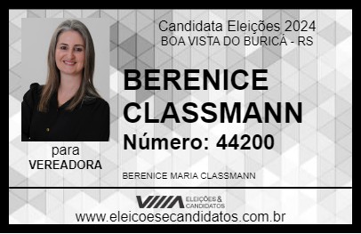 Candidato BERENICE CLASSMANN 2024 - BOA VISTA DO BURICÁ - Eleições