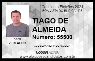 Candidato TIAGO DE ALMEIDA 2024 - BOA VISTA DO BURICÁ - Eleições