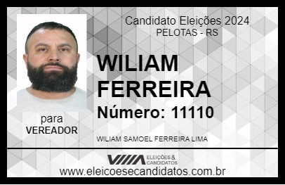 Candidato WILIAM FERREIRA 2024 - PELOTAS - Eleições