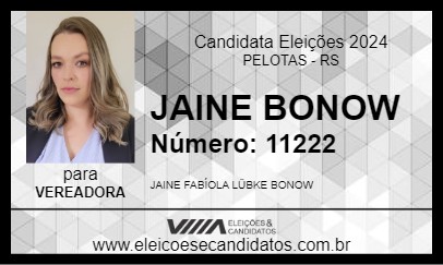 Candidato JAINE BONOW 2024 - PELOTAS - Eleições