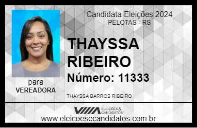 Candidato THAYSSA RIBEIRO 2024 - PELOTAS - Eleições