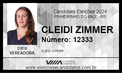 Candidato CLEIDI ZIMMER 2024 - PINHEIRINHO DO VALE - Eleições