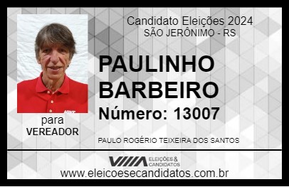 Candidato PAULINHO BARBEIRO 2024 - SÃO JERÔNIMO - Eleições