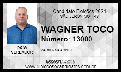 Candidato WAGNER TOCO 2024 - SÃO JERÔNIMO - Eleições