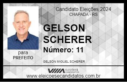 Candidato GELSON SCHERER 2024 - CHAPADA - Eleições