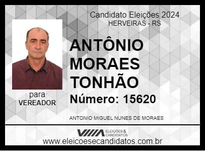 Candidato ANTÔNIO MORAES TONHÃO 2024 - HERVEIRAS - Eleições