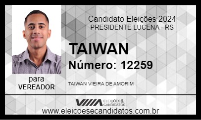 Candidato TAIWAN 2024 - PRESIDENTE LUCENA - Eleições