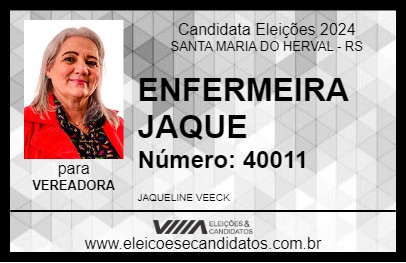 Candidato ENFERMEIRA JAQUE 2024 - SANTA MARIA DO HERVAL - Eleições