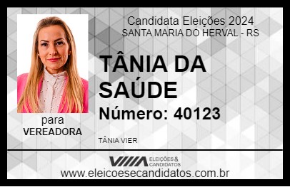 Candidato TÂNIA DA SAÚDE 2024 - SANTA MARIA DO HERVAL - Eleições