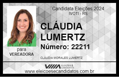 Candidato CLÁUDIA LUMERTZ 2024 - IVOTI - Eleições