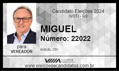 Candidato MIGUEL 2024 - IVOTI - Eleições