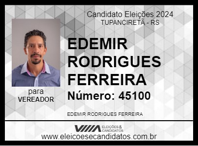 Candidato EDEMIR RODRIGUES FERREIRA 2024 - TUPANCIRETÃ - Eleições